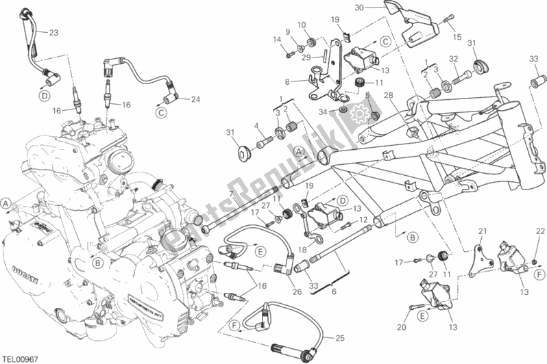 Alle onderdelen voor de Kader van de Ducati Multistrada 1200 Enduro Thailand 2017